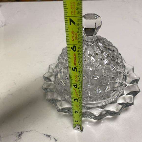 Vintage Cube/Cubist Fostoria American Clear Glass Round Dome Covered Butter Dish - Picture 13 of 13